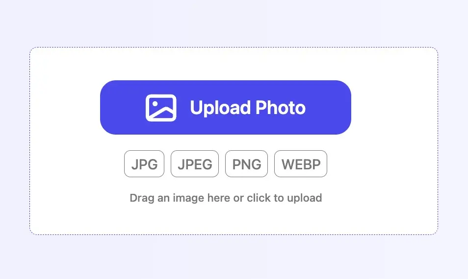 Bước 1: tải ảnh lên: Thả file hoặc dùng ảnh mẫu.
